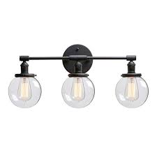 Phansthy 3 Light Wall Sconce Bathroom Vanity Lamp Black Sconce Light Fixture With 5 6 Round Glass Canop Wall Sconce Lighting Wall Lights Sconce Light Fixtures