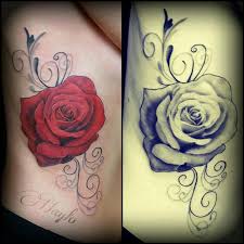 See more ideas about rose rib tattoos, tattoos, anna campbell wedding dress. Realistic Style Rose With Black And Gray Swirls By Haylo Tattoonow