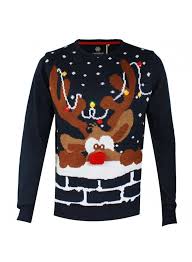 Reindeer are the only mammals that can see ultraviolet light. Novelty Christmas Jumper Rudolph Rednose Antler Reindeer Led Navy