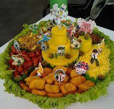 Nasi Kuning Sosis Goreng Mie Goreng Kering Tempe Telur Dadar Iris Chicken Nuggets Ide Makanan Telur Dadar Makanan