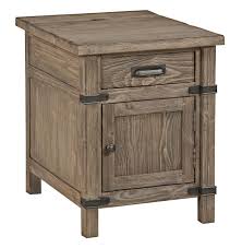 Conveniently charge your devices with a stylish side or end table with a power outlet or usb charger. Kincaid Furniture Foundry Rustic Weathered Gray Chairside Table With Power Outlet Wayside Furniture End Tables
