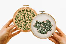This hand embroidery pattern captures the unique and fascinating landscape with two joshua trees set amid a smattering of rocks and various desert plant life. Cactus Embroidery Workshop With Sarah K Benning Joshua Tree Ca