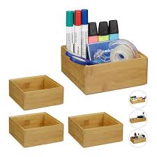 Top marken | günstige preise | große auswahl 4 X Ordnungsbox Bambus Stapelkiste Bad Bambuskiste Aufbewahrungsbox Stapelbar Beige Relaxdays Yomonda