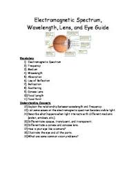 Electromagnetic Spectrum Wavelength Lens And Eye Study Guide Worksheet Electromagnetic Spectrum Eye Study Spectrum