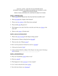 Mayan Incan Aztec Scavenger Hunt