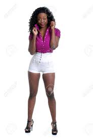 Teasing Black Woman Wearing Shorts Stock Photo, Picture and Royalty Free  Image. Image 5679406.