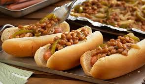 For your next cookout, make sure you have bush's original baked beans. Bean Pepper Onion Dogs