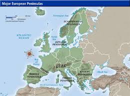 European Peninsulas Iberian Balkan Scandinavian Apennine Map Peninsula Scandinavian