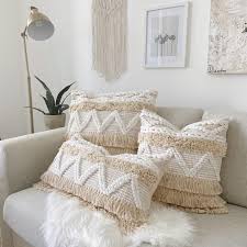 Pre Order Handwoven Bohemian Pillow Boho Pillow Cover Fringe Bohemian Pillow Ivory Scandi Boho Throw Pillow White Cream Floor Pillow In 2020 Boho Throw Pillows White Throw Pillow Covers Pillows