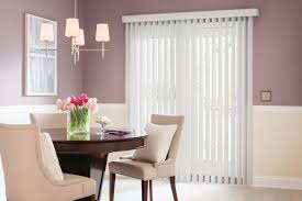 Roller blinds come in a multitude of colours and patterns. Patio Door Window Treatment Ideas Featuring Vertical Blinds Be Home
