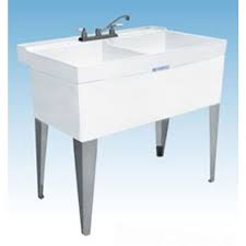 Pet bath laundry sink utility tub by maya with faucet and bidet side sprayer for bathing washing and grooming dogs and pets, shampoo basket and anti slip dog paw pads, groom and wash animals at home. Mustee 26f 40 X24 Utility Laundry Tub Floor White Plumbersstock