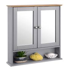 Find the best prices for wooden bathroom cabinet on shop better homes & gardens. Christow Mirrored Bathroom Cabinet Wall Mounted Grey Bamboo Wooden Bathroom Mirror Storage Unit With Shelf Buy Online In Guam At Guam Desertcart Com Productid 145867555