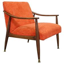 mid century modern orange walnut open arm lounge chair orange mid century chair mid century modern lounge chairs chair