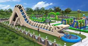 Giant Dinosaur Skeleton Inflatable Water Slide With Splash Pool New Design For Kids And Adults Amazin Water Slides Backyard Water Slides Inflatable Water Park