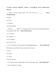Doc Contoh Soalan Objektif Tahun 5 Mengikut Aras Taksonomi Bloom Iman Rahim Academia Edu