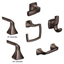 Find great deals on ebay for oil rubbed bronze moen. Moen Voss Accessories Bundle 1 Orb Oil Rubbed Bronze With Double Post Toilet Paper Holder With 24 Towel Bar 18 Towel Bar Towel Ring Robe Hook And Tank Lever Faucetdirect Com
