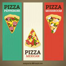 Tomates cerises, mozzarella et roquette. Bannieres De Couleurs Drapeau Italien Avec Des Morceaux De Pizza Vecteur Gratuite