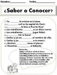 Saber Vs Conocer Worksheet This Is A Great Short Practice Once Students Have Been Introduced To The Diff Spanish Worksheets Saber Vs Conocer Teaching Spanish