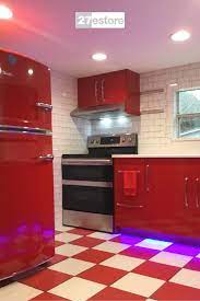 High Gloss Polyester Red Rustic Kitchen Design Interior Design Rustic Retro Kitchen