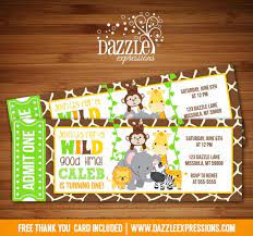 Printable Kids Jungle Ticket Birthday Invitation Zoo Party Free Thank You Card Ticket Invitation Birthday Safari Baby Shower Invitations Birthday Invitations