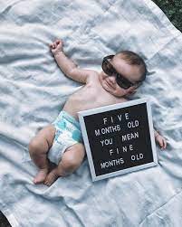 5 Month Old Pictures Milestone Baby Picture Ideas Diy Baby Photography Letter Board Quote Monthly Baby Pictures Baby Milestones Pictures Funny Baby Pictures