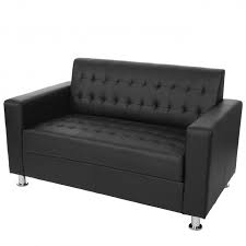 Kleines sofa mit schlaffunktion : 2er Sofa Kunda Couch Loungesofa Kunstleder Metall Fusse Schwarz