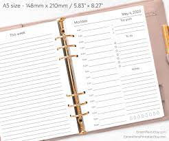 a5 printed daily schedule inserts 1 2021 2022 minimalist etsy filofax a5 planner inserts printable planner inserts