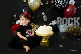 Rock N Roll Cake Smash Metallica 1st Birthday Photoshoot Birthday Photography Music Theme Birthday