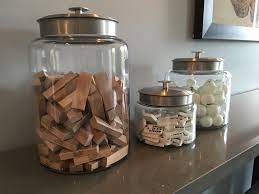 Love This Idea For A Kids Room Or Game Room Dominos Jenga And Ping Pong Balls In Cute See Through Containe Game Room Family Game Room Basement Game Room Bar
