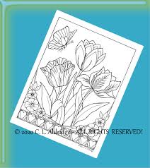 There are two icons above the free tulips coloring page. C L Aldridge Art New Today Nouveau Botanical Tulips Coloring Page Hand Drawn Original Unique Floral Art Adult Coloring Printable Instant Download Pdf Https Etsy Me 2ccoepa Flowers Colouring Coloringpages Nature Drawing