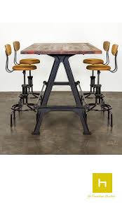 The Kosen Dining Table From District Eight Design Is A Bar Height Dining Table With A Cast Iro High Dining Table Live Edge Dining Table Bar Height Dining Table