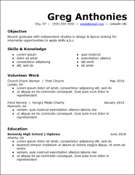 High School Graduate Resume With No Work Experience Template Best Resume Examples