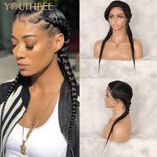 24 braided wig Lace front Wig with baby hair dutch cornrow box braid wig