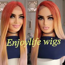 Sexy Human hair colorful lace front wig