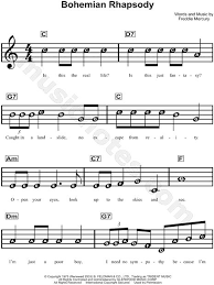 Queen Bohemian Rhapsody Sheet Music For Beginners In C Major Download Print Trumpet Sheet Music Piano Sheet Music Free Piano Sheet Music Beginners