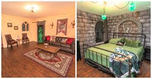 The walls above the staircases are covered with paintings that follow your steps, and there is a comfy cupboard under the stairs. Visiting The Wizarding World Of Harry Potter Stay At This Harry Potter Themed Villa
