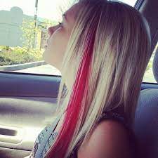 If you like red hair with blonde highlights, try this look. Pin By Sami Love On Hairstyles Blonde Hair Red Streaks Hair Color Streaks Pink Hair Streaks