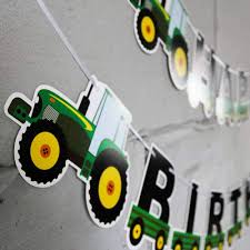 More images for john deere tractor happy birthday images » Weimaro Farm Green Tractor Happy Birthday Banner Tractor Time Party Supplies For Tractor Farm Toddler John Deere Themed Birthday Decorations Banners Toys Games Emosens Fr