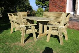 Revitalise your garden with looks that were made for lounging. Ergo Table Set Sits 8 Wooden Garden Dining Furniture With Chairs Bench And Table