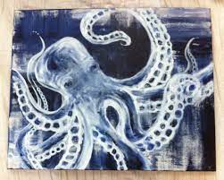 Wise White Octopus Acrylic Painting Underwater Collection Octopus Wall Art Mom Art Art Inspiration