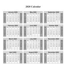 2020 blank and printable word calendar template. Free Printable Yearly Calendar Templates 2020