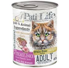 Pati Life Sterilised Kuzu Etli Kisirlastirilmis Tahilsiz Kedi Konservesi 415 Gr Kedi Yas Mamalari Pati Life