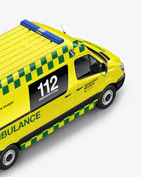 Download Van Ambulance Mockup Half Side View High Angle Shot In Vehicle Mockups On Yellow Images Object Mockups PSD Mockup Templates
