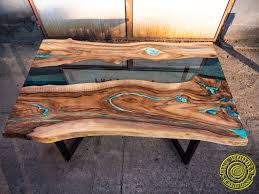 Vivre A Bord De Riviere Table A Manger Avec De La Resine Etsy Ilot De Cuisine En Bois Resine Epoxy Bois Table Bois