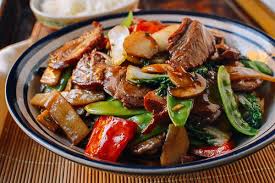 Roast Pork With Chinese Vegetables Recipe Chinese Vegetables Pork Roast Asian Dishes
