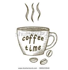 Vector Coffee Time Hand Draw Illustration With A Cup Of Coffee Outline Sketch Isolated On White Backgrou Coffee Cup Art Coffee Cup Drawing How To Draw Hands