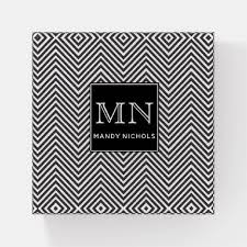 Black And White Zig Zag Pattern Name Black And White Abstract Chevron Pattern Monogram Paperweight Paperweight Pretty Monogram Initials Black And White Abstract Black And White Chevron Pattern