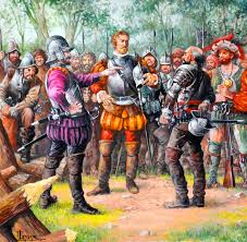 Licenciado de la universidad de salamanca, jurista, descubridor, conquistador y fundador del nuevo reino de granada. Meeting Of Conquistadores The German Nicolas Federmann Sebastian De Belalcazar And Gonzalo Jimenez De Quesada Conquistador War Art Spanish Conquistador