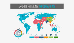 World Religions Infographic With Pie Chart And Map 5 Major