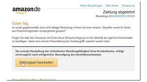 3 buchstaben und andere neue mitteilung vom amazon sicherheitscenter? Amazon Phishing Betruger Mail Zahlung Abgelehnt Computer Bild